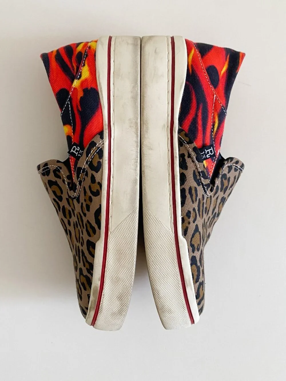 R13 Leopard Flame Print Slip-On Sneakers 7